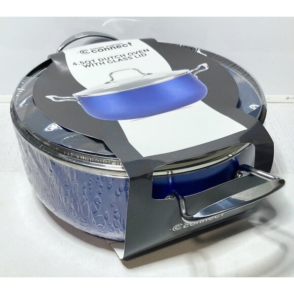 Dutch Oven 4.5 Qt with Glass Lid, Cobalt Blue Non-Stick Oven Safe Servappetit - Picture 2 of 4